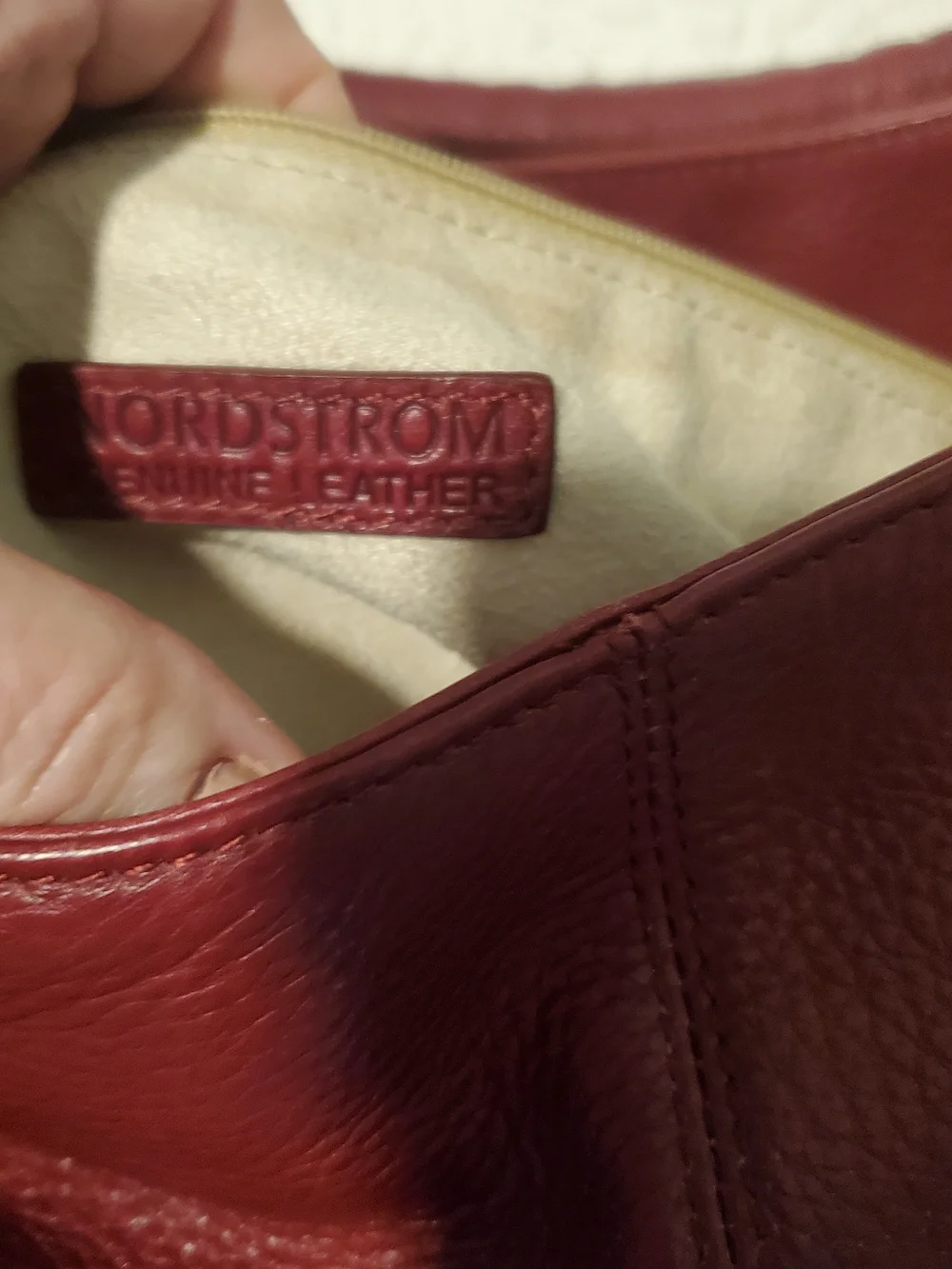 Vtg Nordstrom Red Pebbled Leather Hobo Shoulder Bag Slouchy Crescent Purse Y2K